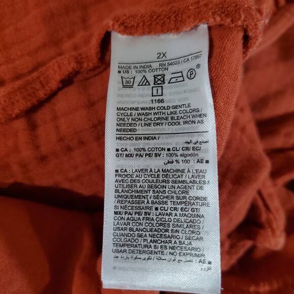 Old Navy Crinkle Gauze Flutter Sleeve Mini Swing Dress 2X Burnt Orange Pockets - Picture 10 of 12